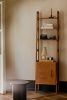 Mid Century Bookcase with Cabinet, Vintage Ladder Bookshelf | Book Case in Storage by Plywood Project. Item composed of oak wood in minimalism or mid century modern style