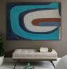 Large mid century modern painting art navy blue 3d texture | Oil And Acrylic Painting in Paintings by Berez Art. Item made of canvas compatible with minimalism and mid century modern style