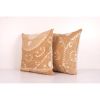 Uzbek Coffee Brown Embroidery Cushion Cover, Set of Two Suza | Pillows by Vintage Pillows Store