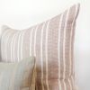 Brick Red & Cream Striped Linen Pillow 22x22 | Pillows by Vantage Design
