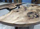 Custom 40" Diameter, Round Walnut Wood, Clear Epoxy Dining | Dining Table in Tables by LuxuryEpoxyFurniture. Item made of wood & synthetic
