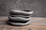 Set of 4 cake plates - (set nr7) STC organic natural shape | Dinnerware by Laima Ceramics. Item made of stoneware works with minimalism style