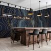 Blue Wavy Lines — Abstract Luxury Wallpaper Mural | Wall Treatments by ELLE WALLS