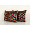 Black Tashkent Velvet Suzani Lumbar Pillow Case Made | Sham in Linens & Bedding by Vintage Pillows Store. Item composed of fabric