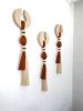 Handmade Boho Tassel Wall Hanging – Yarn & Wood Hook Decor, Terracotta Beige Set of 3 | Macrame Wall Hanging in Wall Hangings by RavaTapestryArt