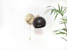 Pull Chain Adjustable Wall Light - Gold and Black Modern | Sconces by Retro Steam Works. Item composed of metal in mid century modern or industrial style