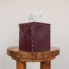 Burgundy Basketweave Faux Leather Single Tissue Box Cover | Toiletry in Storage by Vantage Design