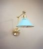 Swing Arm Adjustable Wall Light - Brass & Turquoise | Sconces by Retro Steam Works. Item made of metal compatible with industrial style