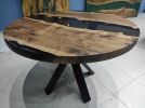 River Smoke Epoxy Resin Round Coffee Table | Dining Epoxy | Dining Table in Tables by LuxuryEpoxyFurniture. Item made of wood with synthetic