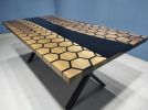 Hexagon Honeycomb Design Black Epoxy Table , Dining Table | Tables by LuxuryEpoxyFurniture. Item composed of wood & synthetic