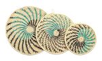Teal Black Woven Raffia Trivets Set of 3 | Placemat in Tableware by Reflektion Design