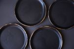 dinner set - gold edge black rustic handmade handcrafted | Plate in Dinnerware by Laima Ceramics. Item made of stoneware works with minimalism & contemporary style