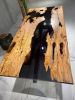 Custom Olive Table - Dining Table - Epoxy Resin River Table | Tables by Tinella Collection. Item composed of wood and metal in contemporary or art deco style