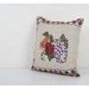 Vintage Handwoven Floral Pattern Kilim Pillow, Square Wool K | Cushion in Pillows by Vintage Pillows Store