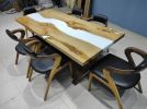 Living Edge Epoxy Resin Dining Table, Kitchen table | Tables by LuxuryEpoxyFurniture. Item made of wood with synthetic