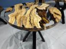 Custom 30" Diameter, Round Olive Wood, Clear Epoxy Dining | Dining Table in Tables by LuxuryEpoxyFurniture. Item made of wood with synthetic