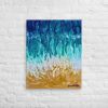 Canvas Print - Good Tidings - Fluid Blue Gold Ocean | Work by Eman's Gallery