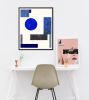 Abstract Geometric in Blues and Black | Prints by Capricorn Press. Item made of paper works with minimalism & mid century modern style