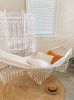 Macrame Fringe Hammock - Ivory White | ALESSANDRA | Chairs by Limbo Imports Hammocks. Item composed of cotton