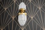 Deco Wall Sconce - Brass Sconce - Model No. 7180 | Sconces by Peared Creation. Item made of brass with glass