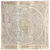 Haussmann® Teak Lotus Panel Inlay 36 in x 36 in Sand Washed | Engraving in Art & Wall Decor by Haussmann®