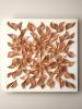 Large 3D Leather Wall Art "Botanica: 6 flowers" — Sculptural Textured Botanical Wall Decor, Handmade | Sculptures by Leather Spring Studio. Item composed of wood and leather in minimalism or mid century modern style