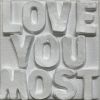Love You Most 4" x 4" | Mixed Media in Paintings by Emeline Tate. Item made of canvas with synthetic