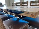 River Epoxy Resin Table, Blue White Resin Dining Table | Tables by LuxuryEpoxyFurniture. Item made of wood with synthetic