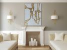 Large gold metal textured wall art gold white canvas art | Oil And Acrylic Painting in Paintings by Berez Art. Item made of canvas