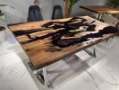 Black Resin Dining Table - Custom Made Epoxy Table | Tables by Tinella Collection. Item composed of wood and aluminum in art deco or asian style