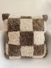 20” x 20” Checkered Shearling Sheepskin Pillow | Cushion in Pillows by East Perry