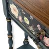 Hand-Painted Peony Console Table, Narrow Blue-Green Entryway Table, Solid Wood Botanical Furniture | Tables by Birds and Gardens Inc