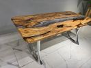 Olive Epoxy Table - Resin Dining Table - Custom Epoxy Table | Tables by Tinella Collection. Item composed of wood and synthetic in contemporary or art deco style