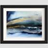 Framed Abstract Landscape Watercolor Painting: Blue Harmony, 9x12 Original Art | Paintings by Susi Schuele Art