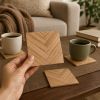 Oak Wood Veneer Marquetry Coasters, Geometric Pattern, Modern Coffee Table Decor (Set of 4) | Tableware by Vesta Corte