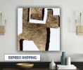 Gold minimalist art gold leaf painting golden painting gold | Oil And Acrylic Painting in Paintings by Berez Art. Item made of canvas works with minimalism & modern style