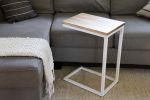 Solid Ash Wood & White Metal C Table with Walnut Stain | Side Table in Tables by Hazel Oak Farms. Item made of wood with metal
