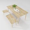 Solid Wooden Dining Table With Bench, Farmhouse Wood Dine Ta | Tables by Picwoodwork. Item composed of oak wood