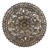 Haussmann® Teak Lotus Panel Inlay Round 60 cm H Black Stain | Engraving in Art & Wall Decor by Haussmann®