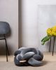 (M) Grey Velvet Knot Floor Cushion | Pouf in Pillows by Knots Studio. Item made of fabric