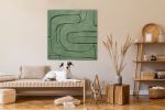 Wabi sabi wall sculpture 3d textured art green minimalist | Oil And Acrylic Painting in Paintings by Berez Art. Item made of canvas compatible with minimalism and mid century modern style