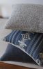 Blue Linen with Black/White Stripes & Diamonds Large Lumbar | Pillow in Pillows by Vantage Design
