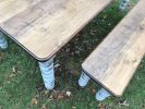Farmhouse Dining Table with Grey Distressed Legs and Stained | Tables by Hazel Oak Farms. Item composed of wood