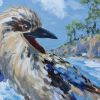 Surfing Kookaburra - Original Painting | Oil And Acrylic Painting in Paintings by Meredith H. Item made of canvas works with contemporary & eclectic & maximalism style
