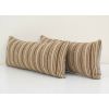 10" x 26" Set Vintage Striped Organic Hemp Kilim Pillow | Sham in Linens & Bedding by Vintage Pillows Store. Item made of cotton with fiber