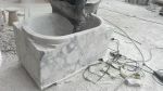 Handmade Calacatta Viola Marble Bathtub – Oval Freestanding Soaking Tub, Medium Size, Fully Customizable | Water Fixtures by AEGEAN MARBLE ARTISAN ATELIER