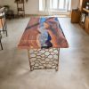 Custom Clear Live Edge Epoxy Walnut Dining Table | Tables by Ironscustomwood. Item made of walnut with glass