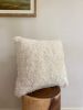 20” x 20” Ivory Shearling Sheepskin Pillow | Pillows by East Perry. Item composed of cotton