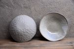 STC open pasta bowl "TEXTURED" - organic natural shape stone | Dinnerware by Laima Ceramics. Item composed of stoneware in minimalism style