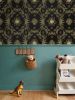 IVI Poppy Daisies & Cannabis Leaves Black Gold | Wallpaper in Wall Treatments by Sean Martorana. Item made of paper